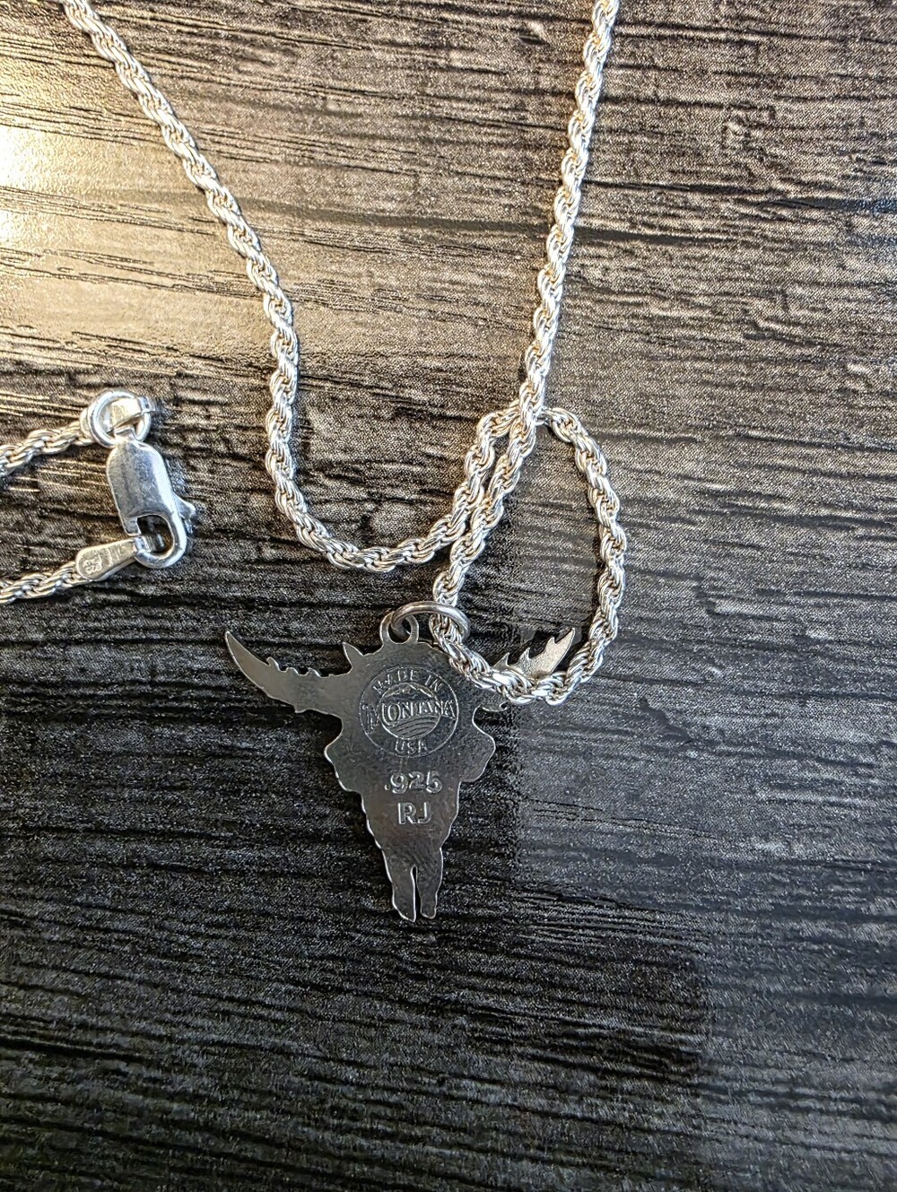 RJ Montana 925 Sterling Silver Bull Skull Necklace NWT - Picture 3 of 3